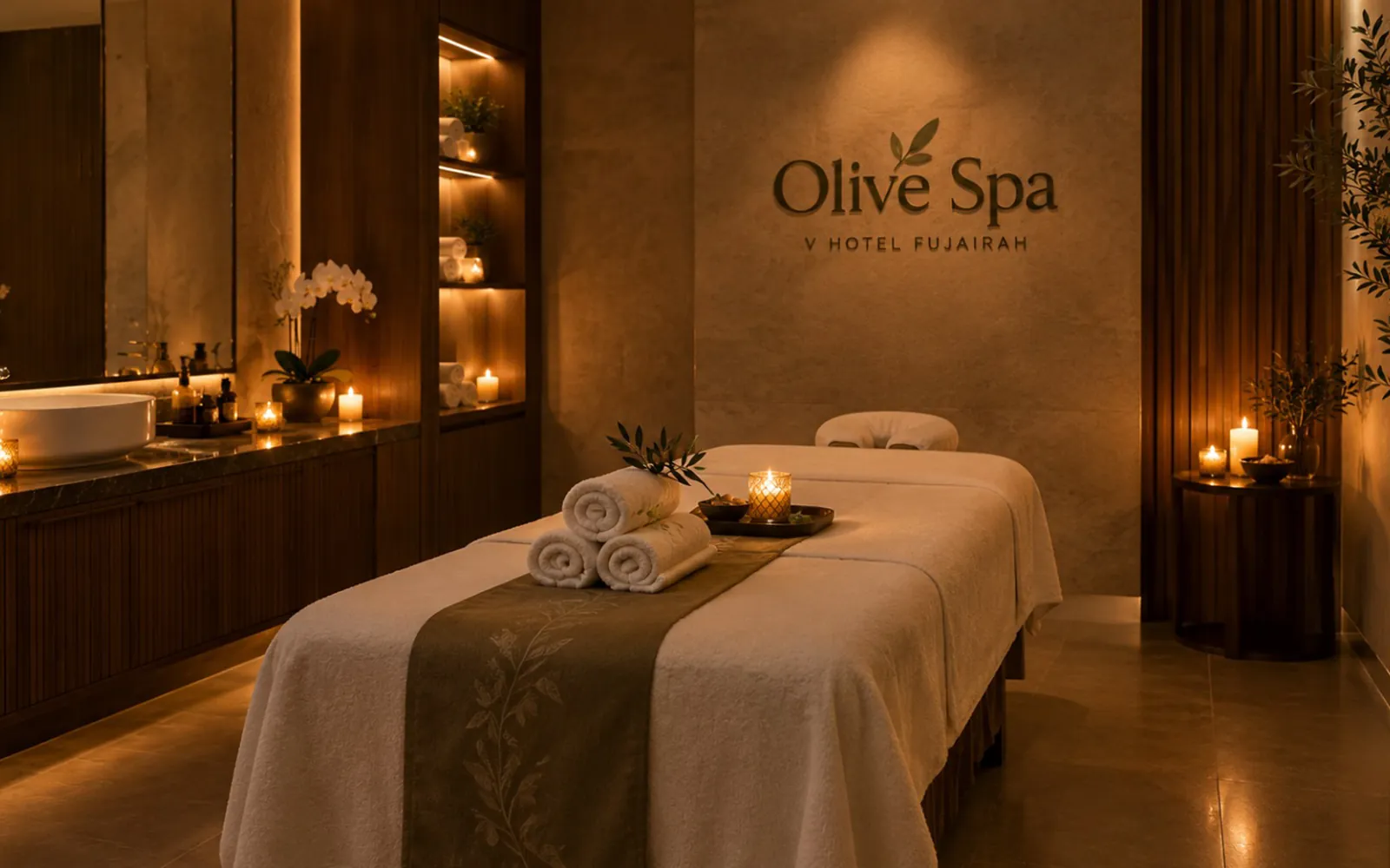 Olive Spa reception desk inside V Hotel Fujairah