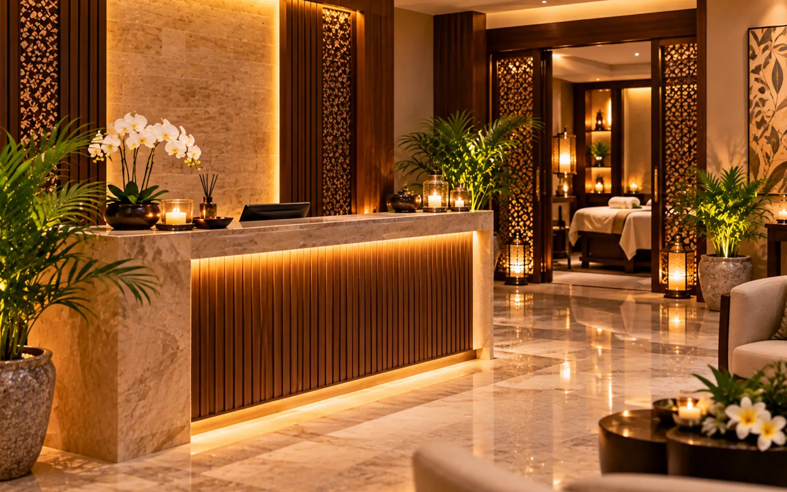 Reception desk at Olive Spa on the 1st Floor of V Hotel Fujairah